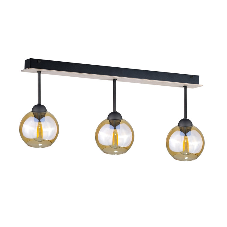 Keter Lighting 3 Light Kitchen Island Globe Pendant with Wood Accents